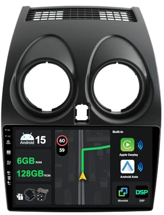 [6G+128G] IPS 9 Android 15 Autoradio Für Nissan Qashqai J10 2008-2014 mit navi Octa Core-[Eingebauter CarPlay/Android Auto/DSP/Mirror Link/GPS Navi/360 Camera/Bluetooth 5.0/WiFi/USB