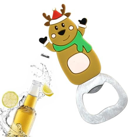 Apribirra di Natale Kioriur | Perforatore manuale per bottiglie e lattine in acciaio inossidabile con motivo alce - Strumenti multifunzione per aprire il coperchio della lattina in acciaio
