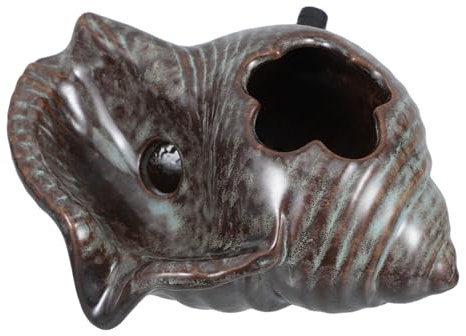 BEBEMOKO Ceramic Water Spitter Statue Conch Shape Fish Tank Decoration Weatherproof Garden Feature for Aquarium