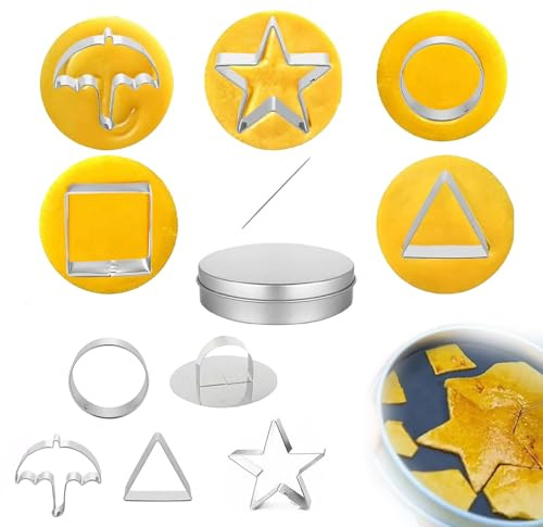 Lot de 7 emporte-pièces pour jeux de sucre coréens, Dalgona parapluie, triangle, étoile, forme ronde, pour le Nouvel An et fêtes, accessoires de pâtisserie