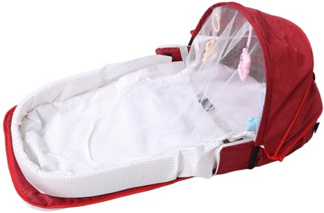 DECHOUS Berceau Pliant Portable pour Bébé avec Moustiquaire et Auvent, Tissu Lin Léger et Coton Pp, Paquet de Transport Inclus, pour Voyager en Plein Air