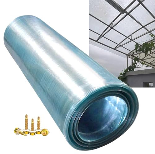 JFUTD Polycarbonat-Dachplatte,0,8mm Glasfaserplatte,Leicht zu Biegen und zu Schneiden,UV-beständiges Regenschutz Gewächshausplatte Stegplatten Ersatzplatten for Den Außenbereich(1x1m(3.3x3.3ft))