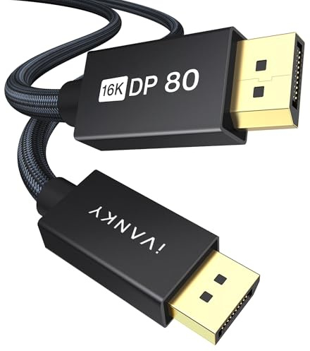 IVANKY DisplayPort Kabel 16K VESA Zertifiziert 80Gbps DP 2.1 Kabel 3M | DisplayPort 2.1 Kabel, UHBR20, 16K@60Hz, 8K@240Hz, 4K@540Hz/480Hz, FreeSync&G-Sync, Für Gaming-Monitor, RTX 5090, 7900XTX
