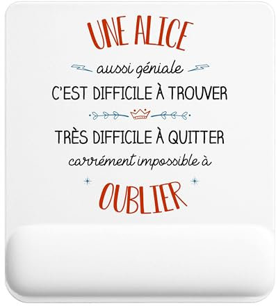Tapis de Souris Une Alice Aussi géniale | Accessoire Bureau Ergonomique - Idéal pour Anniversaire, Collègue, Secret Santa Noël, Fête des Pères et Fête des Mères