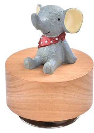 DAYLIGHE Caja de música mecánica de madera con figura de animal giratoria, adorno para decoración de mesa y regalo para los amantes de la música