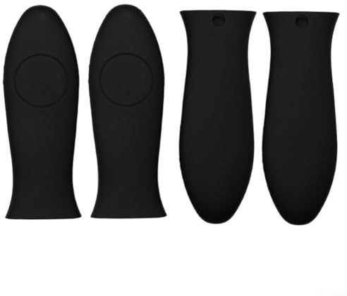 Lot de 4 couvercles de poignée de casserole en silicone résistants à la chaleur (noir)