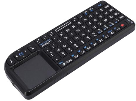 Denash Clavier Tactile Rechargeable USB, Petit Clavier rétro-éclairé Portable sans Fil 2,4 GHz avec Trackpad pour PC PS, Batterie Intégrée pour la Charge et Le Stockage USB