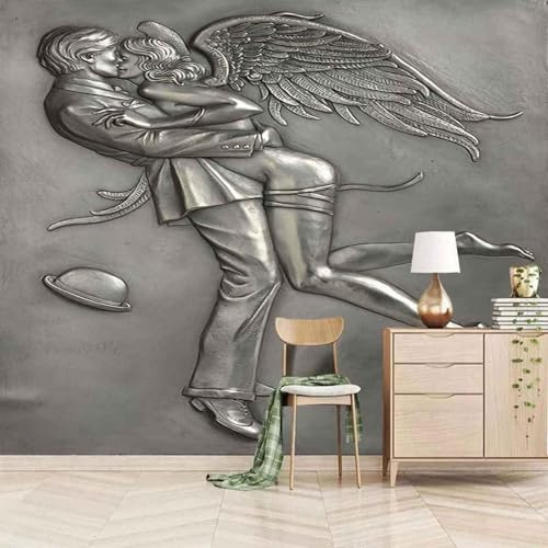 XLMING Vintage Pärchen Statue Kreativ Kunst 3D Tapete Premium Strukturierte Seide Speisesaal Arbeitszimmer Wohnzimmer Schlafzimmer Sofa TV Wand-200cm×140cm