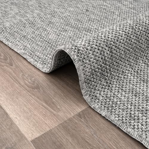 DAPHNE HOME DECOR Jute Area Rug, Machine Washable Rug For Garden, Kitchen, Bedroom, Dining Room and Living Room, Soft Short Pile, Kid Pet Friendly Rug (Java - Grey, 80X150 CM)