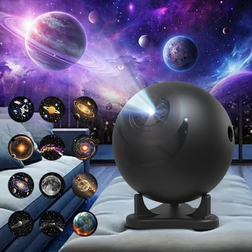 RNPKZ Proiettore di Cielo Stellato, Lampada Proiettore Planetarium, Proiettore LED di Cielo Stellato con 12 Dischi Immagine, Proiettore Galaxy Planetarium, Lampada Proiettore Galaxy per Camera da