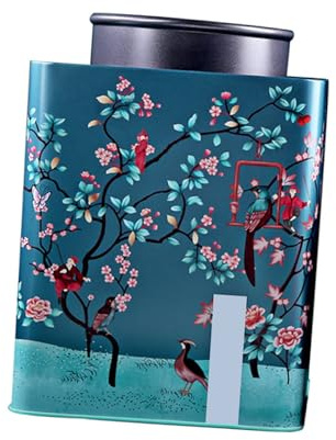 Zerodeko Tea Canister with Packaging Bag Tinplate Tea Canister Dry and Clean Blue Festive Storage Tins for Home Kitchen