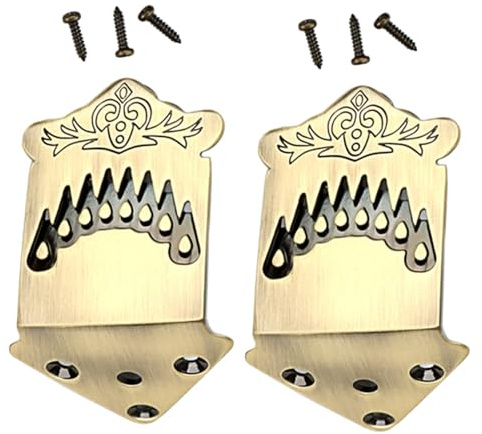 Mikinona 2 Sets Bronze Metal Mandolin Tailpieces 8-String Replacement Bridge Screws Mandolin Accessories for Musical Instrument Repair