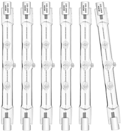 VINSPIRE 6 Pack R7s Halogen Bulb 118mm 400W 230V Dimmable, 3000K Warm White, J118 Security Light Bulb for Outdoor Flood Lights, Spotlights, Security, Landscape Lighting and Work Light