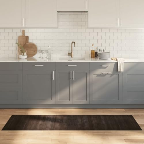 Owoxanthellate Bambus Teppich 60x200 cm Dunkelbraun mit Rutschfester PP Unterseite Modernes Läufer Design Robust & Langlebig für Living Room Flur Schlafzimmer