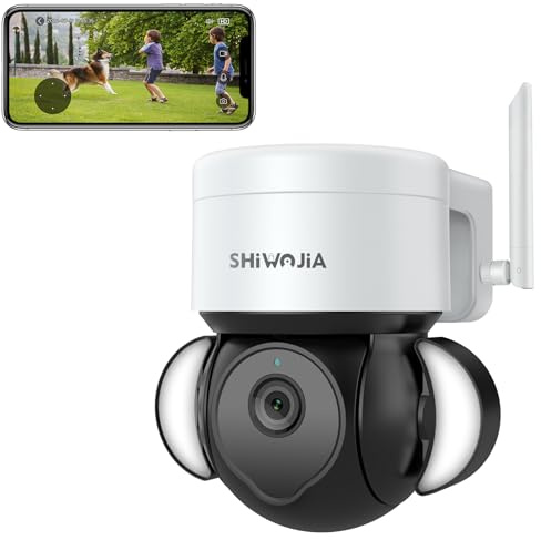SHIWOJIA Cámara de vigilancia WiFi para exteriores, cámara de seguridad PTZ de 5 MP, 360°, seguimiento automático, detección de movimiento, visión nocturna, cámara inteligente Tuya Smart Life