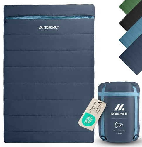 NORDMUT® Sac de Couchage Double XXL avec Fermeture éclair YKK à Double Sens Premium – Sac de Couchage Douillet 2 Personnes Extra Large & Grand – avec Isolation optimale