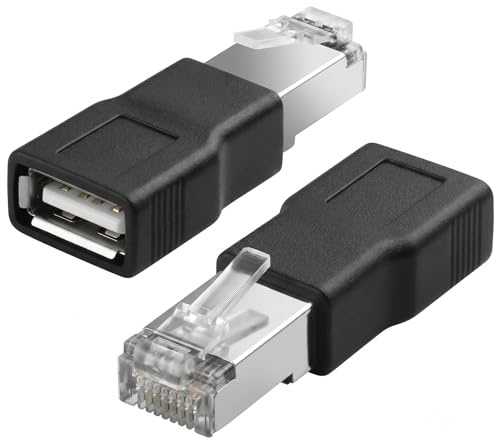 Wcawnlt 2 Pièces Adaptateur USB vers RJ45 Ethernet Noir USB2.0 Femelle vers RJ45 8p4c mâle Adaptateur de Conversion pour Appareil Photo,pour PC Portable, Bureau, Routeur, Modem,Caméra et Imprimante
