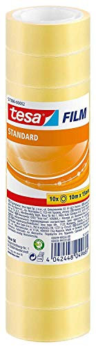 tesafilm standard - Transparentes Multifunktions-Klebeband für Heim- Schul- und Büroanwendungen - 10 m x 15 mm - 10er Pack