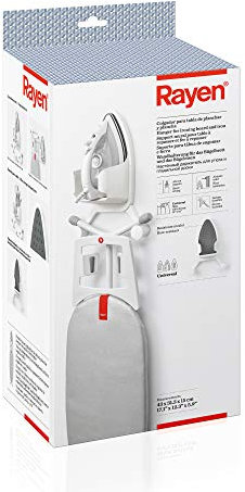 Rayen | Asse da stiro e appendiabiti in ferro | con isolante termico | Universale | Misure: 43 X 31,3 X 15 cm | Bianco