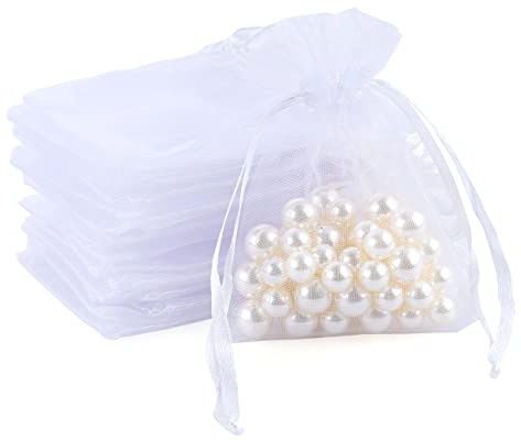 ABSOFINE 100 x organzapåsar, smyckespåsar, gåva, organza, bröllop, påsar, fest 7 x 9 cm (100 styck)