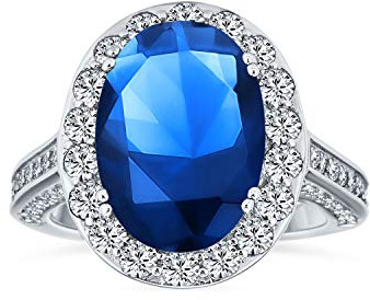 6Ct Canary Gelb Oval Solitär Halo AAA CZ 925 Sterling Silber Erklärung Verlobungsring Für Damen 3 Side Band Ebnen