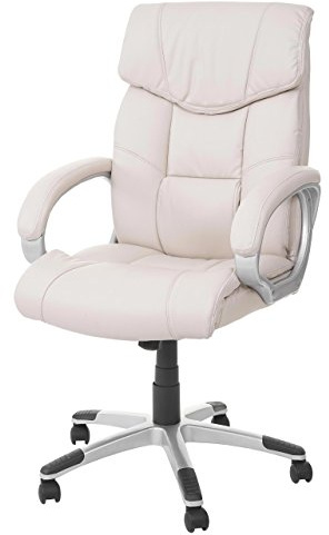 Mendler Bürostuhl HWC-A71, Kunstleder - Creme | Chefsessel, Drehstuhl, FSC®-Zertifiziert