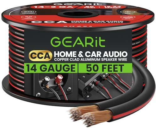 Altavoz Alambre, 14 de Gauge Altavoz Alambre, GearIT 14 AWG (100 pies/30,48 m) Outdoor Instalación Altavoz Alambre, Color Negro