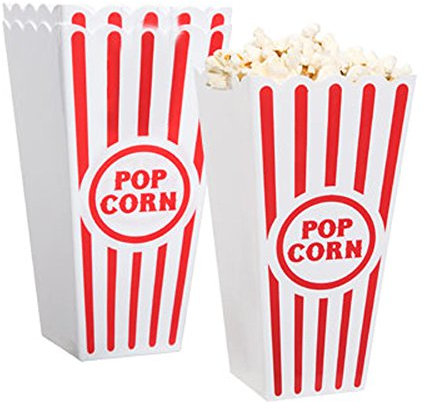 Novelty Place Kunststoff rot & weiß gestreiften klassischen Popcorn-Behälter für Movie Night - 7,8 hoch x 3,8 Platz (8er Pack)