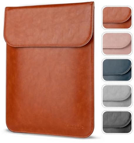 Allinside 13-13,3 Zoll Laptophülle für MacBook Pro 14, Air 13 & Pro 13 | PU-Leder Laptoptasche für MacBook Pro 14 2021–2026, Air 13 2010–2017 & Pro 13 2010–2015, schlank, wasserfest, Braun
