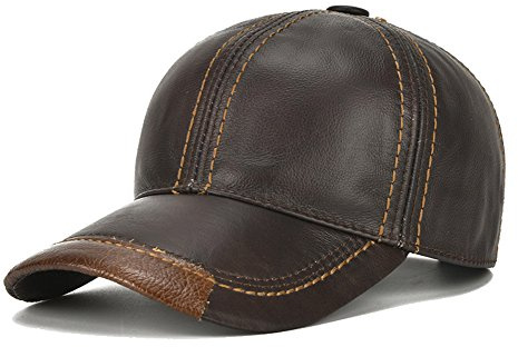 Roffatide Berretto da Baseball in Pelle Regolabile Cappelli per Uomo Inverno all'aperto Calore Marrone scuro