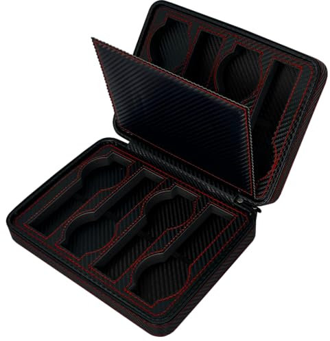 MR Maestro Relojero | Uhrenbox für 8 Uhren | Uhrenkasten | Uhrenkoffer | Carbon Fiber-Bezug | Uhrenschatulle | Samt-Innenfutter | Aus MDF, zum Reisen, schwarz