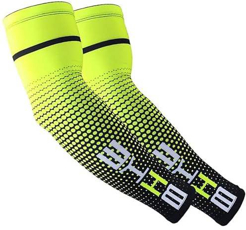 Aesy Manguitos de compresión para hombre [Anti UV + protección solar UPF 50 + Transpirables] para correr, ciclismo, voleibol