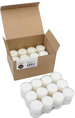 Stonebriar Weiße Teelichter mit langer Brenndauer, geruchlos, lange Brenndauer, transparent, 48 Stück