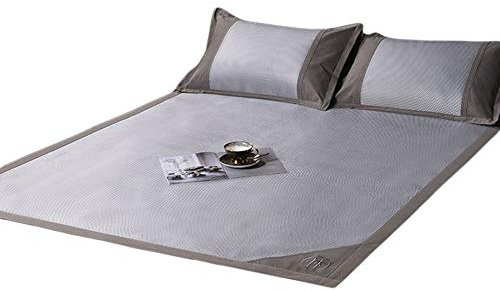 MNSSRNN Sommer-EIS-Silk Rattanhintergrund, Neue Bequeme Sommer-Matte natürliche Reine Grasmatte Sommer-Breathable Wärmeabfuhr-EIS-Silk Bambusmatte,Grau,1.5 * 2.0M