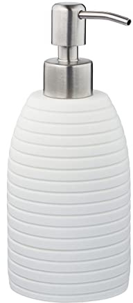Relaxdays Seifenspender, 300 ml, nachfüllbar, Bad, WC, Küche, Flüssigseifenspender, Polyresin, Edelstahlpumpe, Farbwahl | Flüssigseifenspender, Polyresin, Edelstahlpumpe