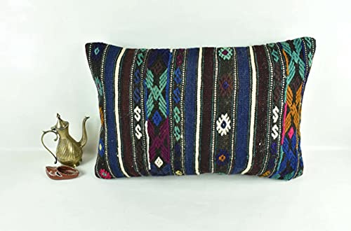 Kelim Kissen 40x60 cm Handgefertigt Kissenbezüge Türkisch Lendenkissen Dekorative Kissenhülle Dekokissen Zierkissen Sofakissen Teppiche Ethnische Kilim Kissenbezug code 3115