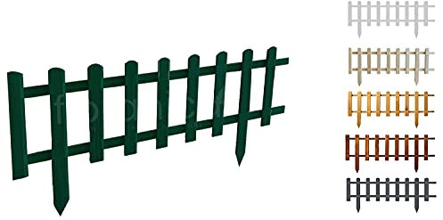 Floranica Beeteinfassung Steckzaun Zierzaun 40 cm x 100 cm Grün Gartenzaun aus Holz Dekozaun Lattenzaun Rasenkante imprägniert Umzäunung für Garten Wege Beeten