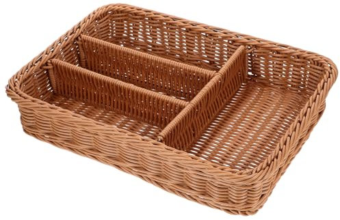 Luxshiny Geflochtener Besteckkasten Bestecktablett Rattan 1PC Rattan Lagerung Wicker Lagerung K?rbe Rechteckigen Weidenkorb K?rbe für Hotel Küche Restaurant Besteckbehälter Für Besteckkorb