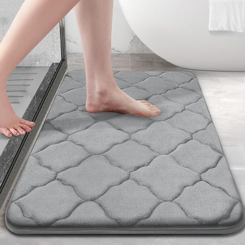 Homaxy Tappetino da bagno in memory foam, antiscivolo, morbido, assorbente, lavabile, facile da pulire, per la doccia - 40 x 60 cm, colore: grigio