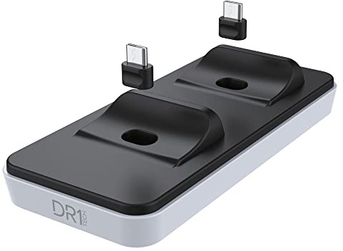 DR1TECH GamePow Base di Ricarica per Dualsense PS5 con Ricarica Rapida - Doppio Caricatore Controller Wireless per PS 5 con Plug Removibili [Amazon Exclusive]