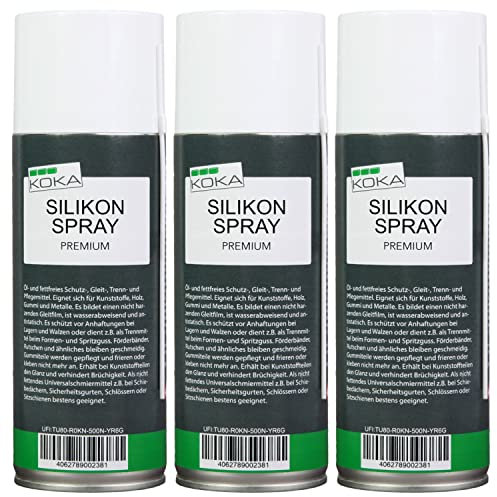 KOKA Silikonspray glidmedel smörjmedel gummivård (3 x 400 ml)