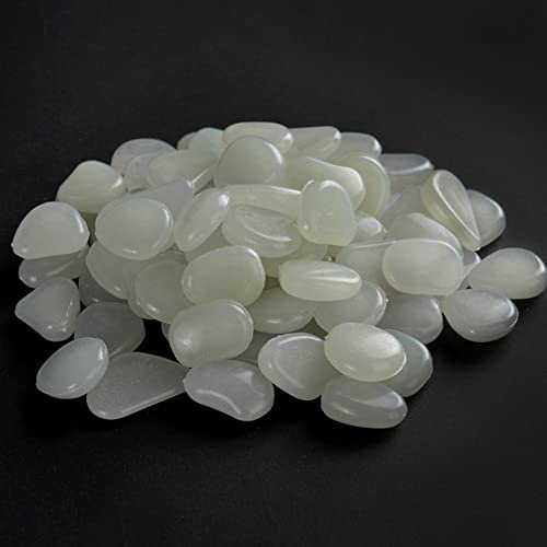 SPORTARC – Lot de 50 galets phosphorescents pour jardin, allée, aquarium, blanc