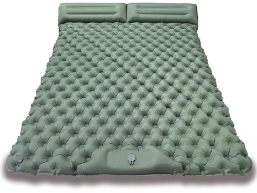 Fay Bless Isomatte für Camping 2 Personen, 200 × 120 × 6 cm, 200,7 x 121,9 x 6,3 cm, 1,5 kg, 30 Sekunden durch Fußdrücken, wasserdicht (Armeegrün)