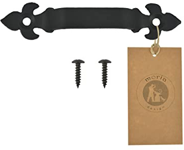 MORIA DESIGN Türgriff Rustikal 14 cm Schwarz - Scharnier Attrappen Griff für Kommoden, Möbelschränke, Holzmöbel, Türen, Pulverbeschichtet