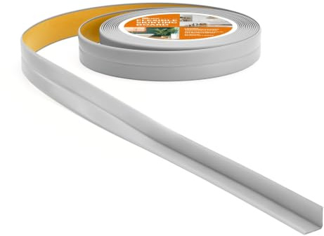 Quest Tätningslist PVC mjuk självhäftande 10x10mm – grå, 5 m | Tätar springor vid golv och vägg i kök och badrum – böjbar, dekorativ och vattenbeständig