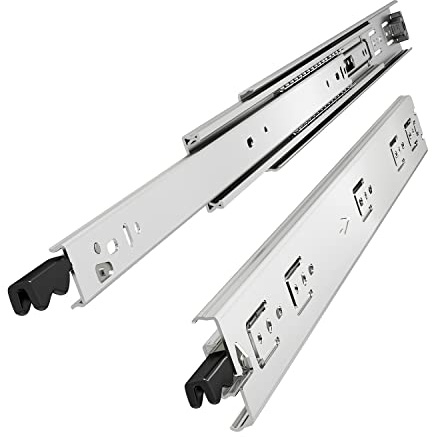 VADANIA Schwerlast Schubladenschienen mit Schloss 400mm, #D51, 1 Paar | 68kg Tragfähigkeit Vollauszug-Kugellager, Seitenmontage, Silber