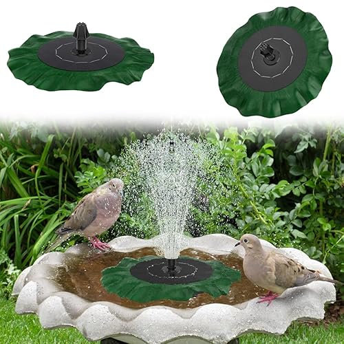 VA-Cerulean Fontana solare per laghetto, fontana solare, 1,4 W, loto, pompa solare, per esterni, fontana da giardino, fontana, pompa con 7 stili di fontana, per giardino, laghetto da pesca