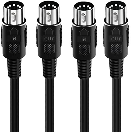 BXIZXD Câble MIDI 5 broches mâle vers mâle pour synthèse de clavier, carte son externe, clavier MIDI, rack Synth, échantillonneur, source sonore et autres équipements musicaux, noir (5 m)