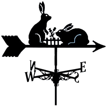 AMITVA Wetterfahne Hase, Wetterfahnen Metall Eisen Retro langlebig, Richtungsanzeige mit Anti-Rost-Beschichtung, Garten Hof Haus Pavillon Zaun Dekoration, Kaninchen