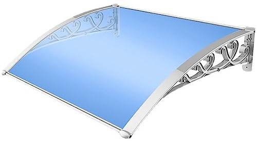 HUHJYUGE Auvent de Porte D'Entrée 120x120cm, Marquise de Porte et Fenêtres avec Support, Solide Auvent de Fenêtre en Polycarbonat, UV Protection, Pluie et Neige Anti-Soleil Protection